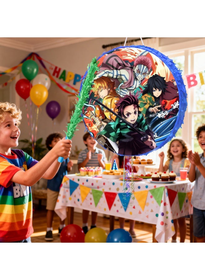 FRUITFUL PARTY Demon Slayer Round Pinata, Demon Slayer Party Pinata Bundle - Large Anime Character Pinata, Japanese Theme Party Game Decorations Party Stick etc Demon Slayer Pinata Birthday Party Decoration Supplies - Image 4